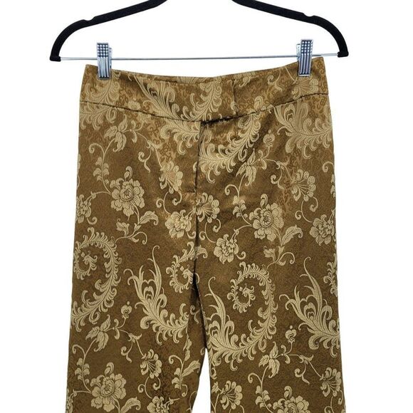 Vintage Lillie Rubin Brocade High-Rise Flare Pants 2 Bronze Paisley Retro 70s - Picture 9 of 11